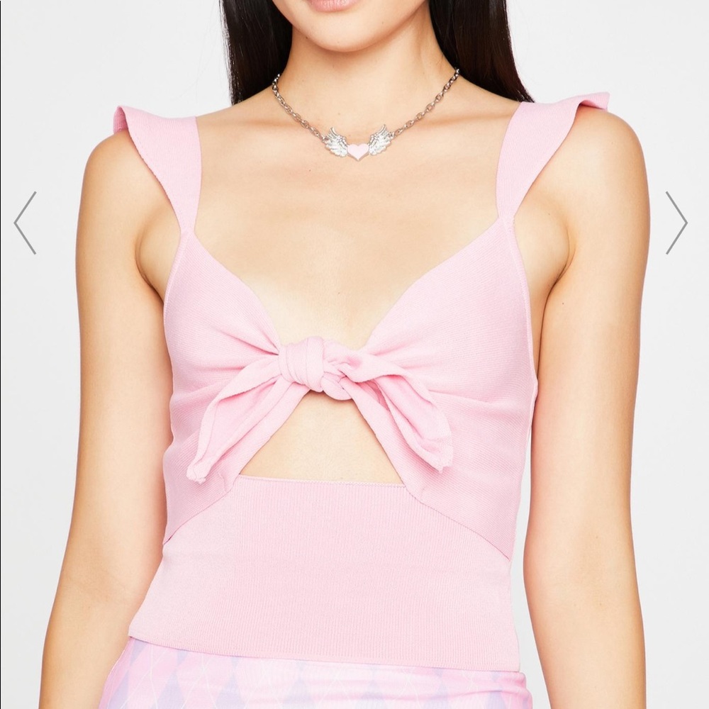 Pink Cutout Tie Top